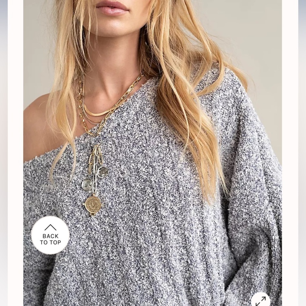 Free People Good Day Cropped Pullover Sweater. Blue/white Size Large